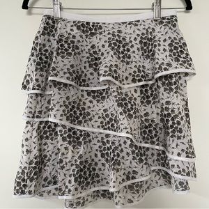 Club Monaco silk gray floral tiered skirt